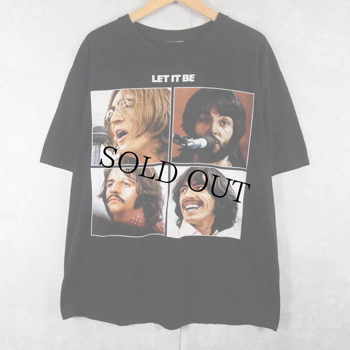 画像1: 90's THE BEATLES USA製 "LET IT BE" ロックバンドTシャツ BLACK  (1)