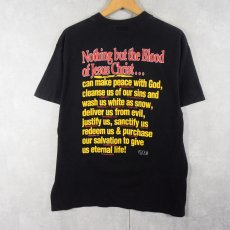 画像2: 90's USA製 "NOTHING BUT THE BLOOD OF JESUS" ジーザスプリントTシャツ BLACK L (2)