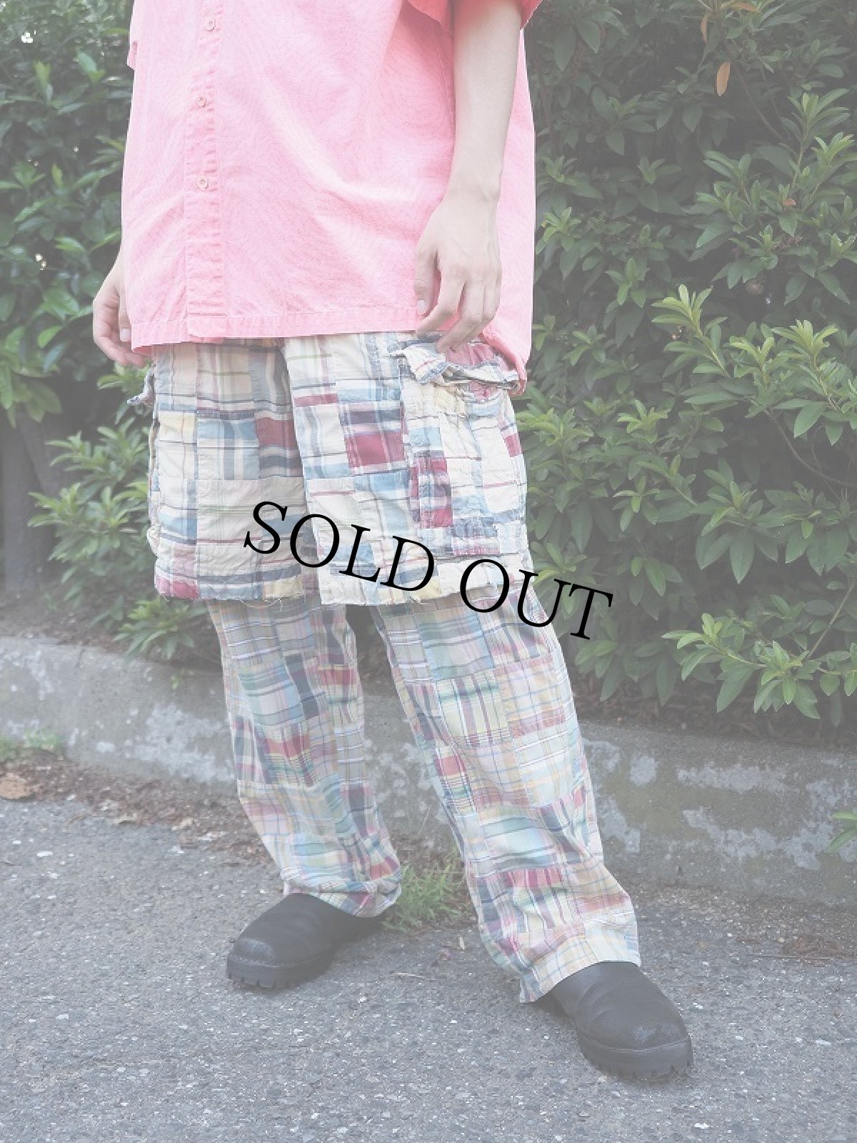 画像2: J.CREW インディアンマドラスチェック柄 パッチワークパンツ W36 (2)