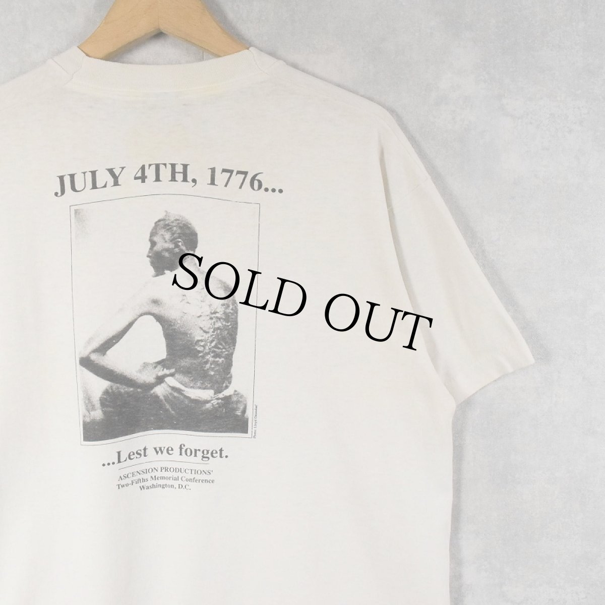 画像1: 【SALE】 80's Whippes Peter USA製 "JULY 4TH,1776... Lest we forget" フォトプリントメッセージTシャツ XL (1)
