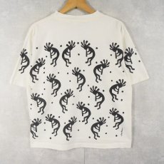 画像2: 90's MICHIGAN RAG CO. USA製 ココペリ柄 プリントTシャツ L (2)