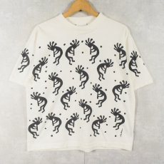画像1: 90's MICHIGAN RAG CO. USA製 ココペリ柄 プリントTシャツ L (1)
