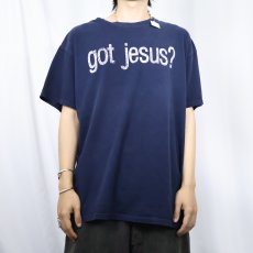 画像2: "got jesus?" ジーザス パロディプリントTシャツ NAVY XL (2)