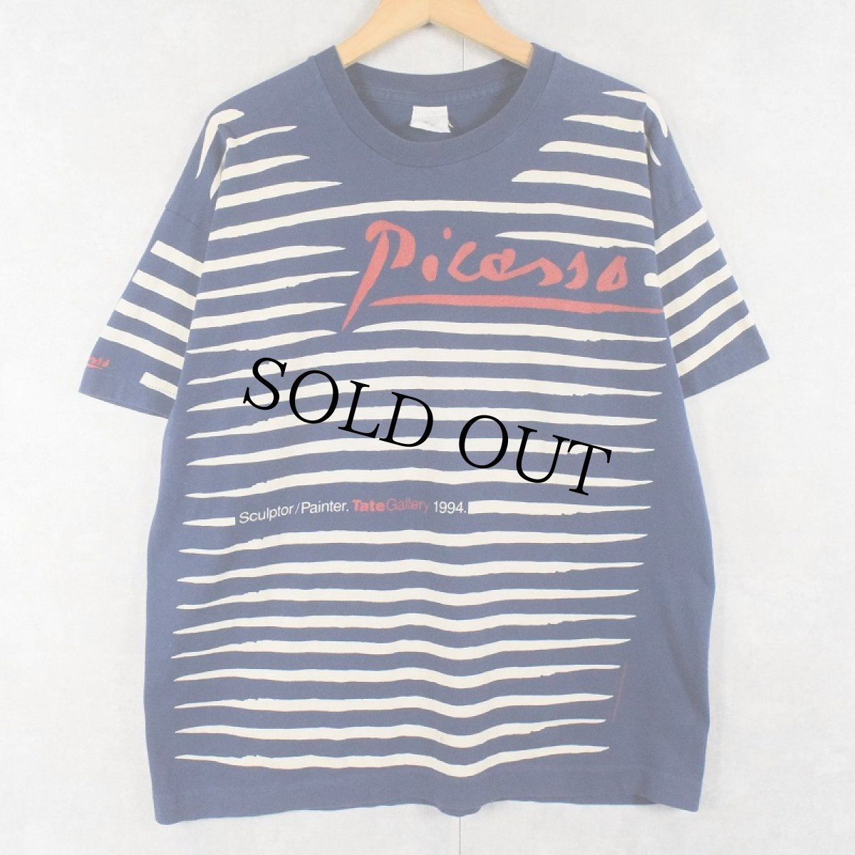 画像1: 90's Picasso "Sculptor/Painter. TateGallery 1994." 芸術家プリントTシャツ NAVY XL (1)