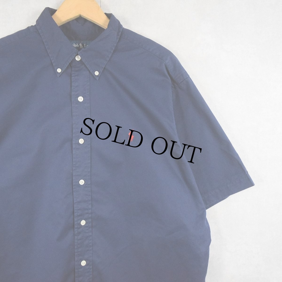 画像1: POLO Ralph Lauren "CLASSIC FIT" ロゴ刺繍 コットンボタンダウンシャツ NAVY XL (1)