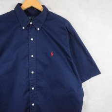 画像1: POLO Ralph Lauren "CLASSIC FIT" ロゴ刺繍 コットンボタンダウンシャツ NAVY XL (1)