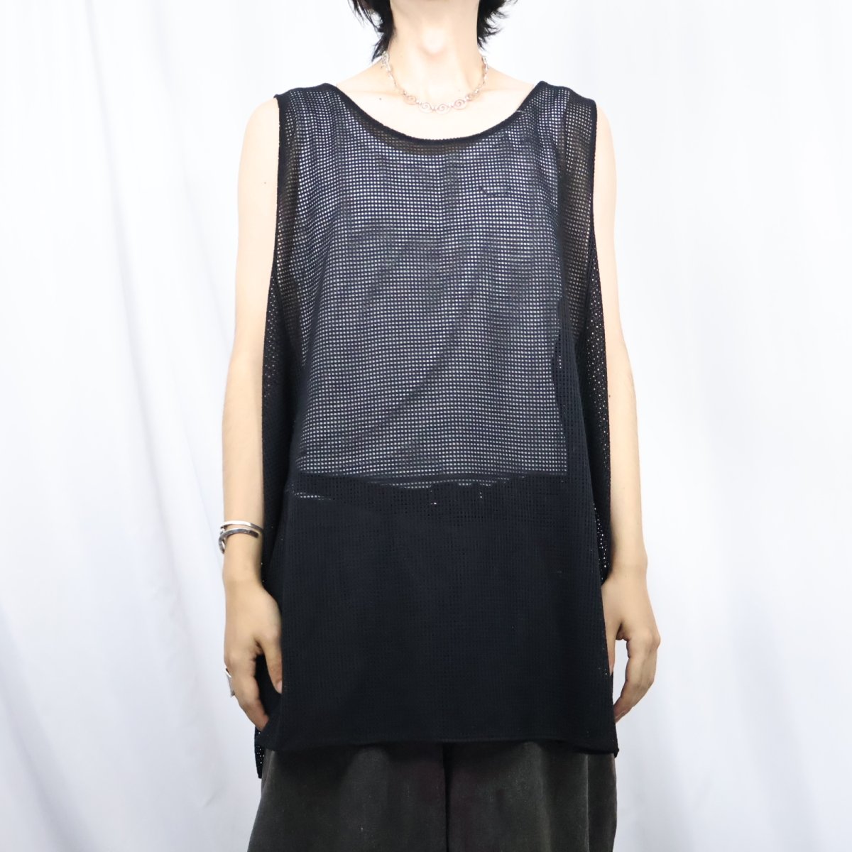 画像2: 80〜90's HANG AROUNDS メッシュタンクトップ BLACK ONESIZE (2)