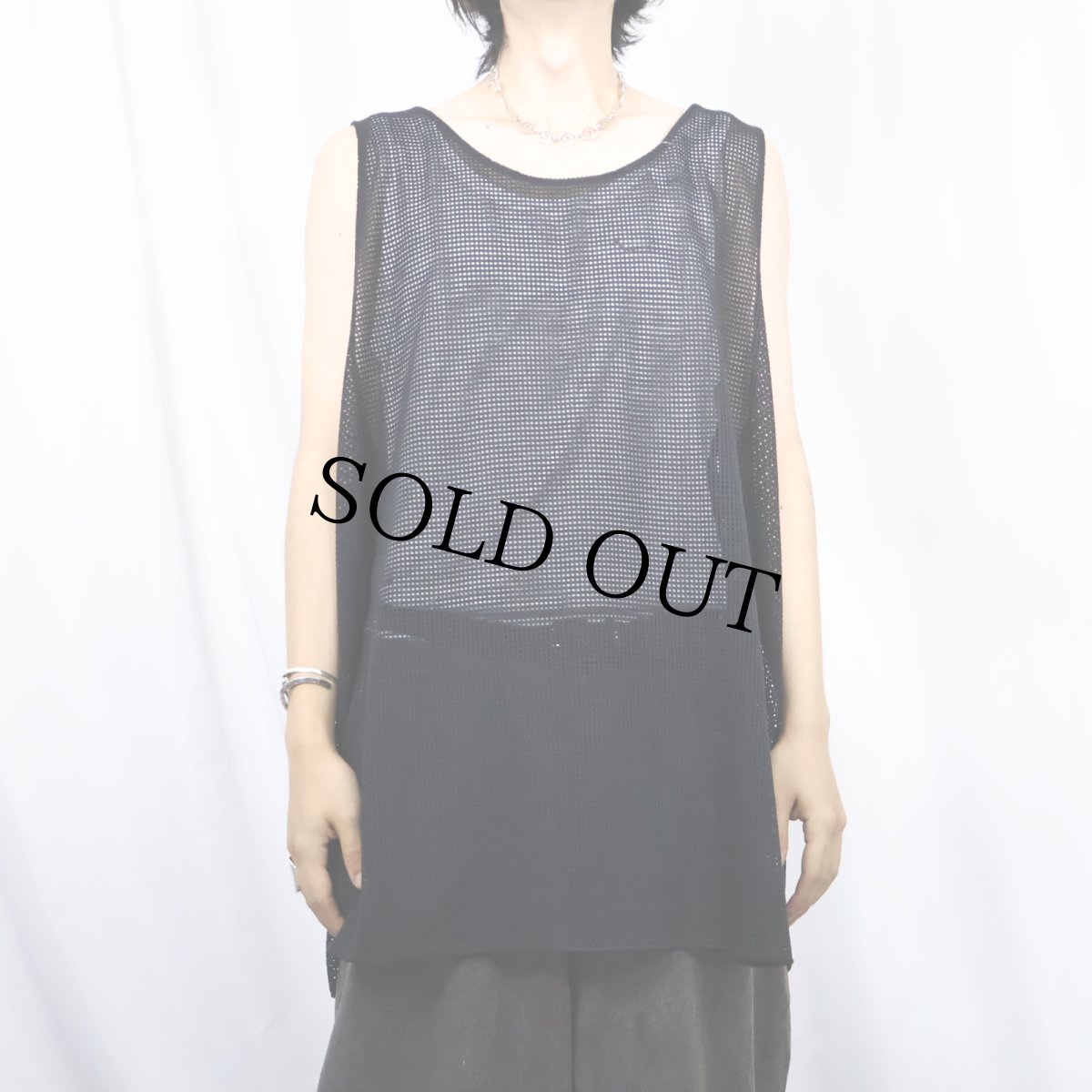 画像2: 80〜90's HANG AROUNDS メッシュタンクトップ BLACK ONESIZE (2)