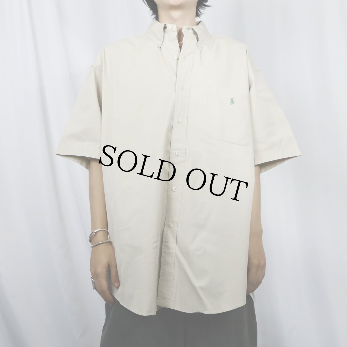 画像2: POLO Ralph Lauren "BLAKE" ロゴ刺繍 コットンボタンダウンシャツ L (2)