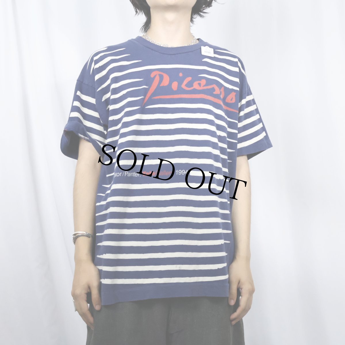 画像3: 90's Picasso "Sculptor/Painter. TateGallery 1994." 芸術家プリントTシャツ NAVY XL (3)