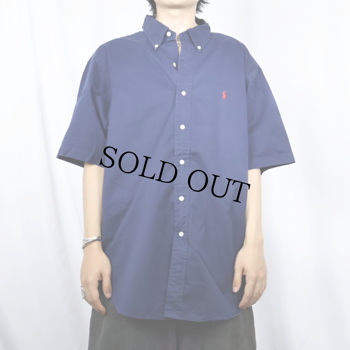 画像2: POLO Ralph Lauren "CLASSIC FIT" ロゴ刺繍 コットンボタンダウンシャツ NAVY XL (2)