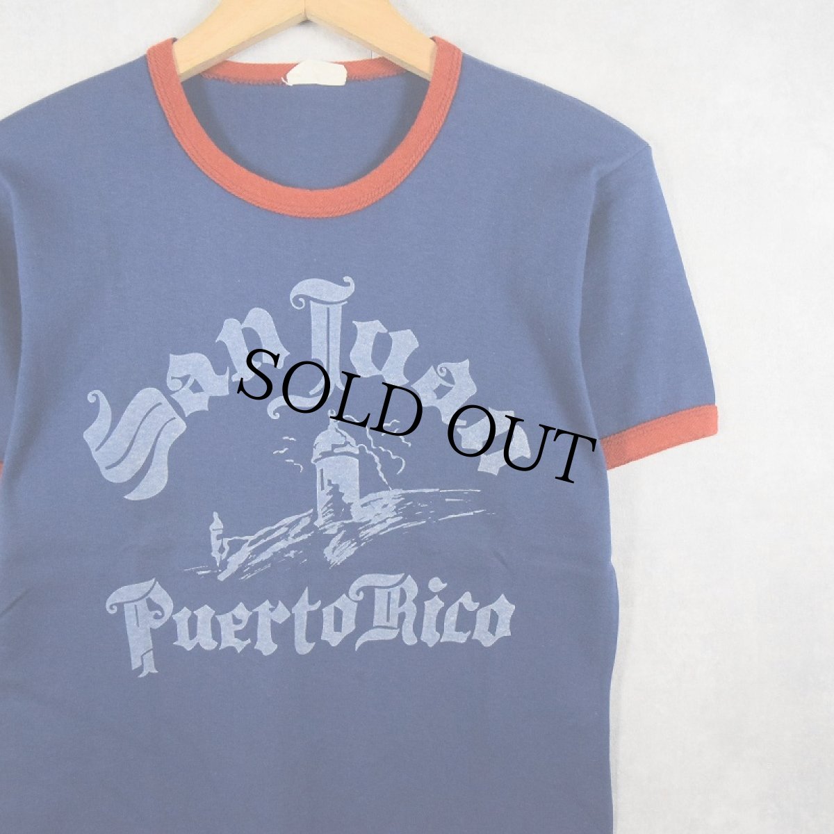 画像2: 70〜80's Di Cani "San Juan Puerto Rico" プリントリンガーTシャツ M (2)