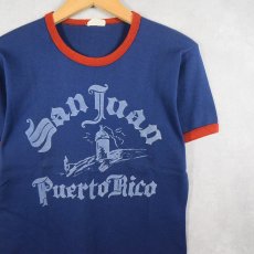 画像2: 70〜80's Di Cani "San Juan Puerto Rico" プリントリンガーTシャツ M (2)