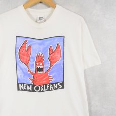 画像1: 90's BIG HED USA製 "NEW ORLEANS" アートプリントTシャツ L (1)