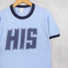 画像2: 〜70's Sherry "HIS" 染み込みプリントリンガーTシャツ  (2)