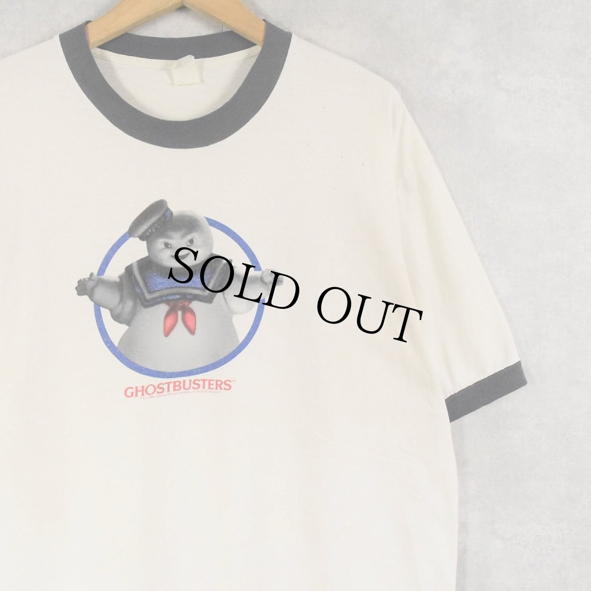 画像1: GHOSTBUSTERS "Stay Puft Marshmallow Man" 映画キャラクタープリントリンガーTシャツ (1)