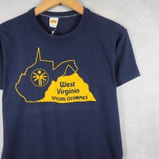 画像2: 70〜80's RUSSELL ATHLETIC 金タグ USA製 "West Virginia" プリントTシャツ NAVY M (2)