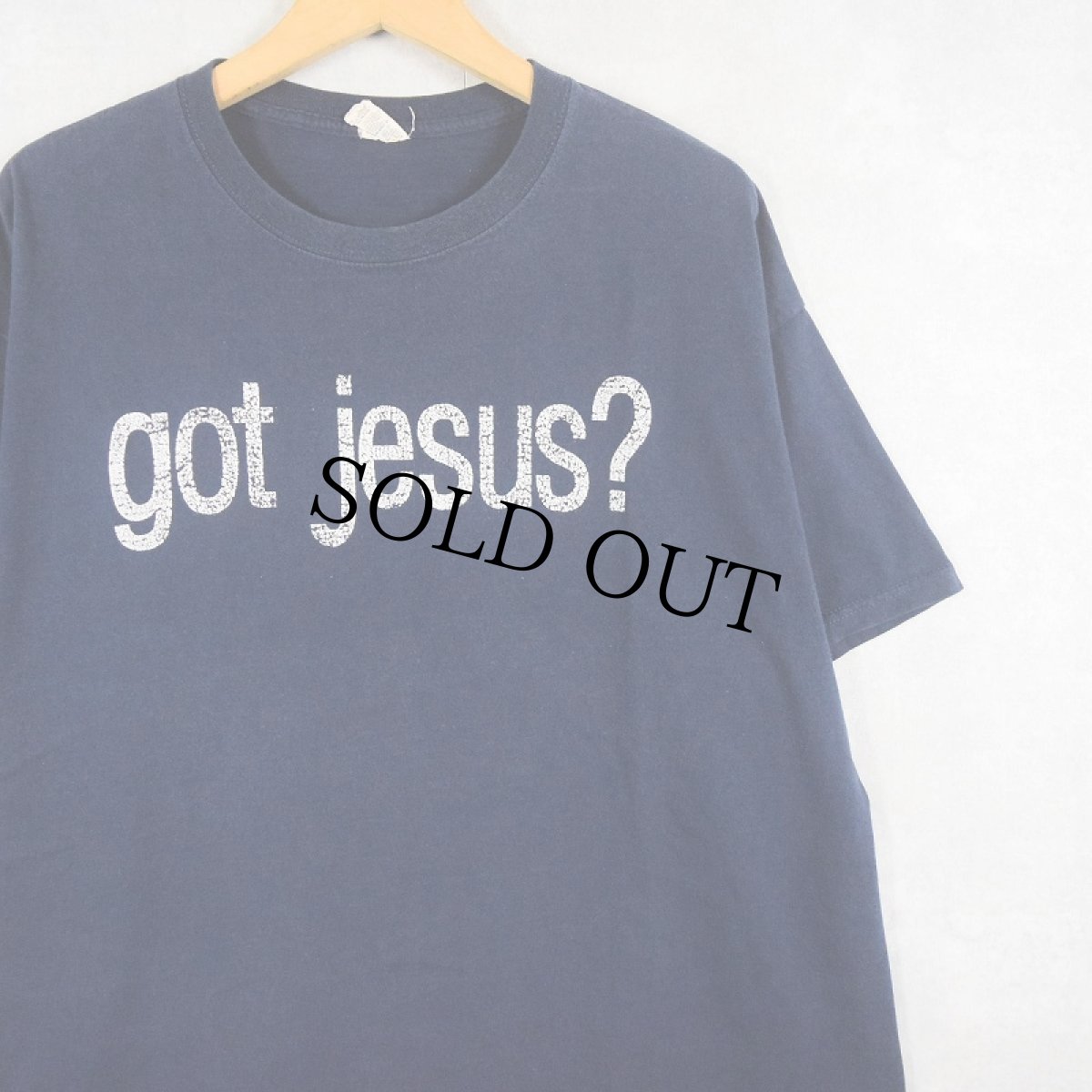 画像1: "got jesus?" ジーザス パロディプリントTシャツ NAVY XL (1)