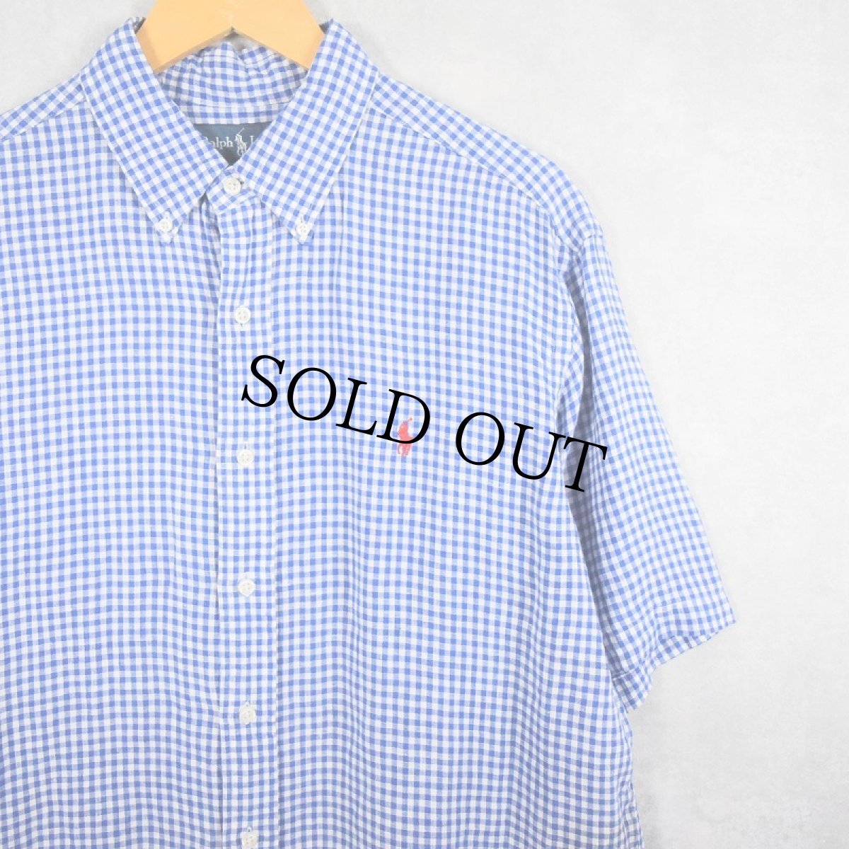 画像1: 【SALE】 POLO Ralph Lauren "Classic Fit" ロゴ刺繍 ギンガムチェック柄 コットンボタンダウンシャツ L (1)
