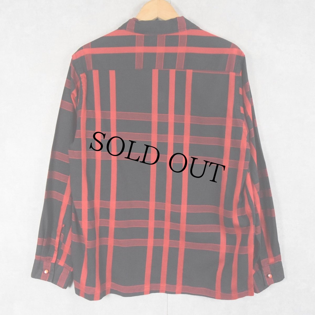 画像2: 50〜60's Palm Springo チェック柄 コットンオープンカラーシャツ BLACK M (2)