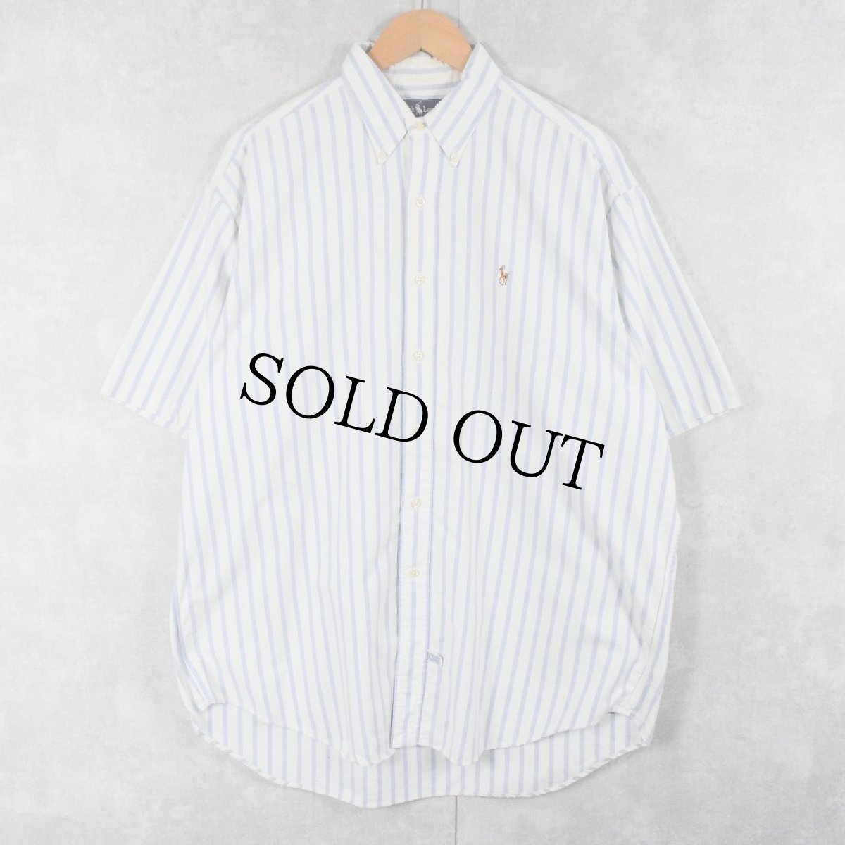 画像1: Ralph Lauren ストライプ柄 コットンボタンダウンシャツ L (1)