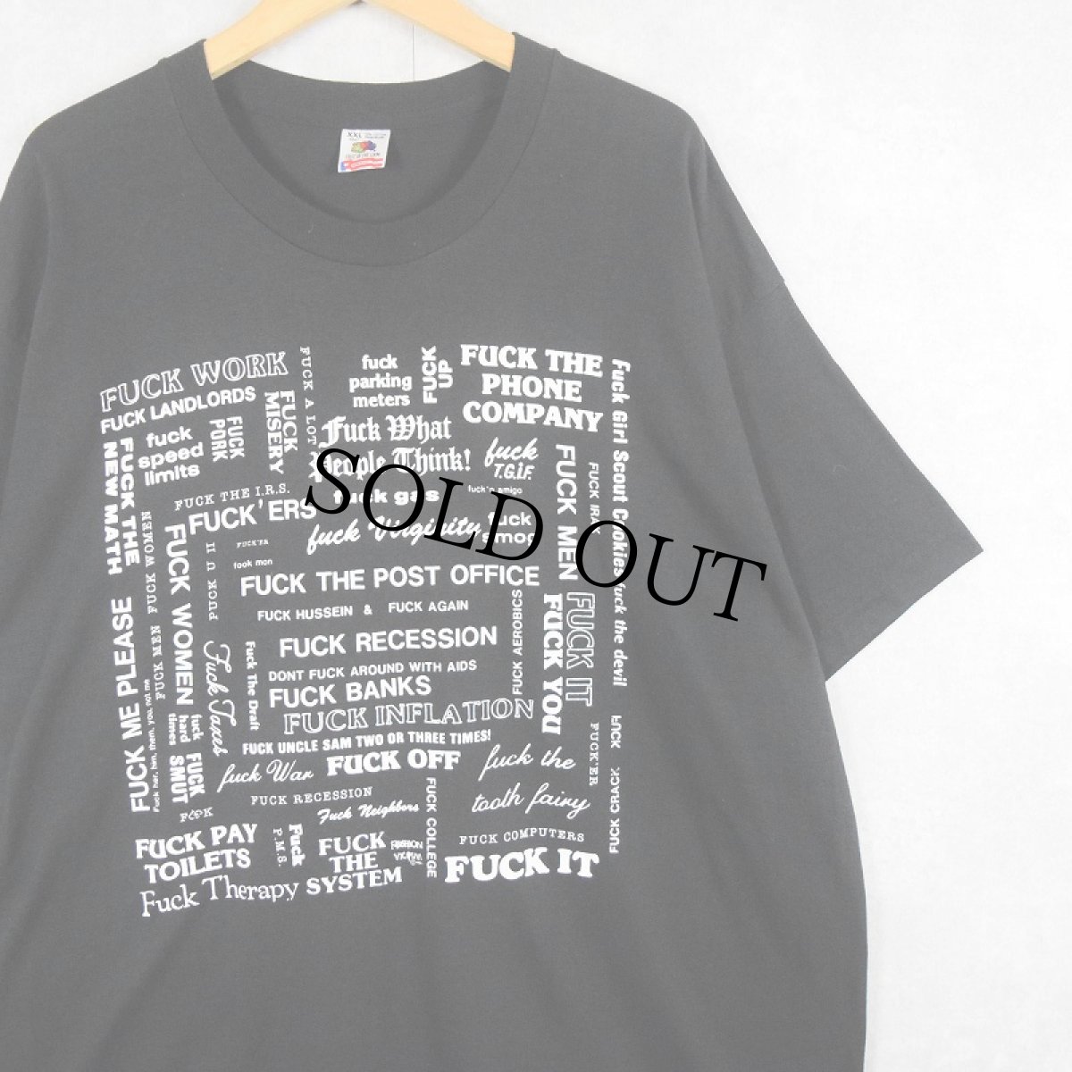 画像1: 90's USA製 "FUCK..." FワードプリントTシャツ BLACK XXL (1)