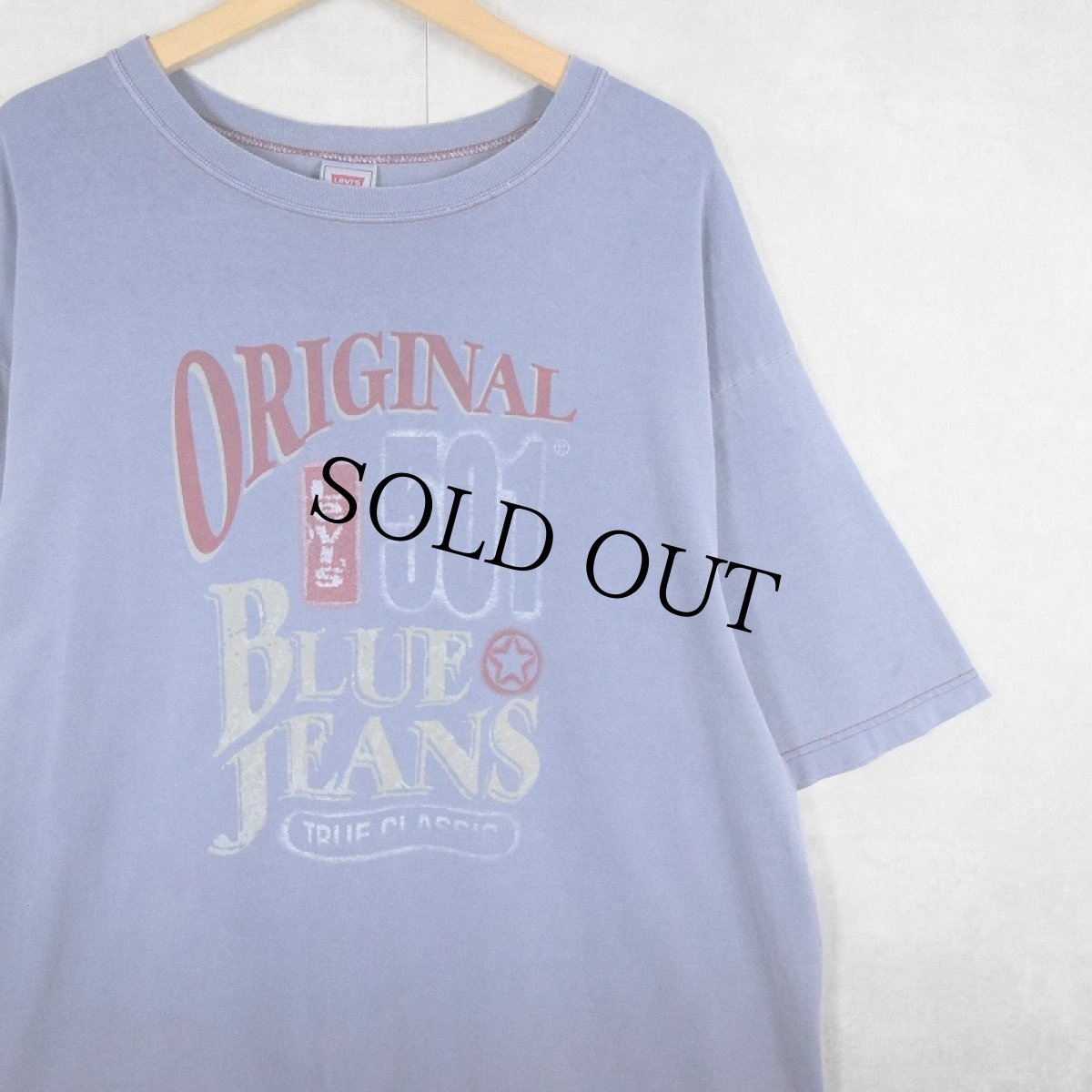 画像1: 90's〜 Levi's USA製 "ORIGINAL 501 BLUE JEANS" オーバーダイ プリントTシャツ M (1)