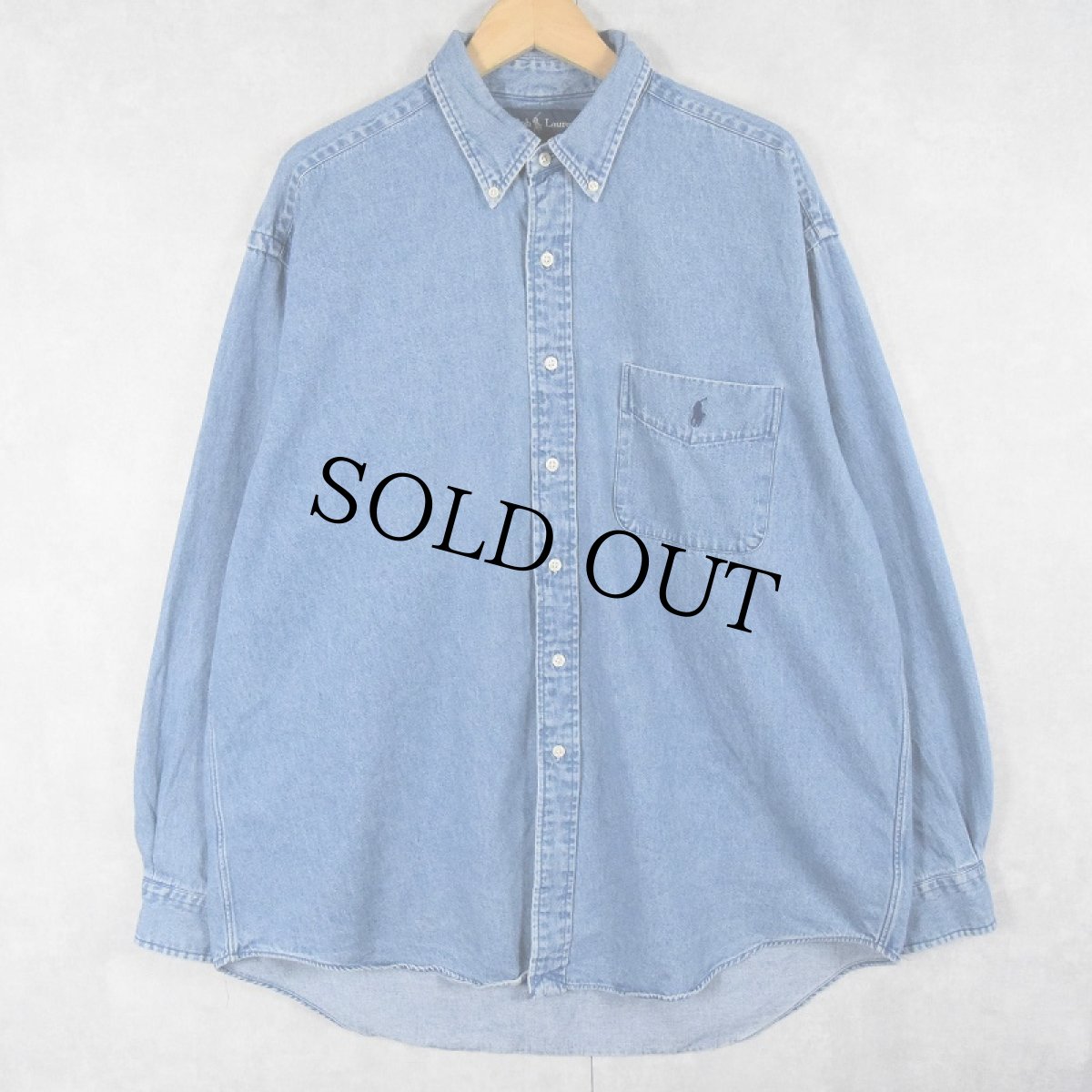 画像1: Ralph Lauren "BIG SHIRT" デニムボタンダウンシャツ L (1)