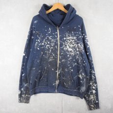 画像1: "Walsh Mechanical" 企業ロゴ刺繍 ペンキペイント スウェットジップパーカー NAVY (1)