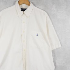 画像1: Ralph Lauren "BLAKE" ロゴ刺繍 コットンボタンダウンシャツ L (1)