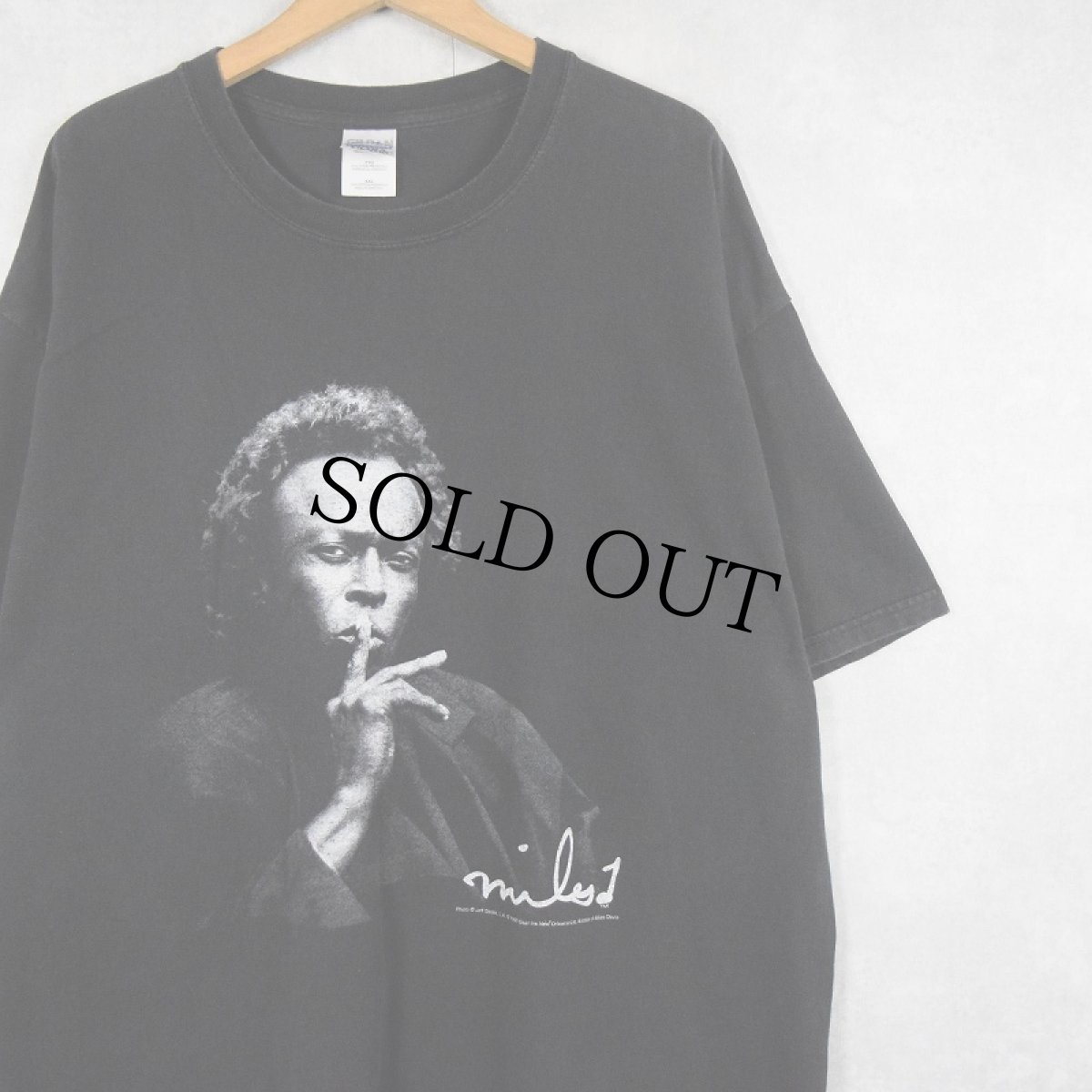画像1: 90's Gear ink "Miles Davis" ジャズミュージシャンプリントTシャツ BLACK XXL (1)