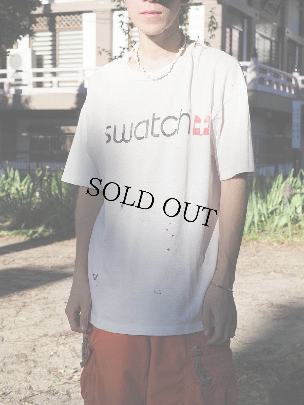 画像2: 90's swatch 時計ブランドロゴプリントTシャツ (2)