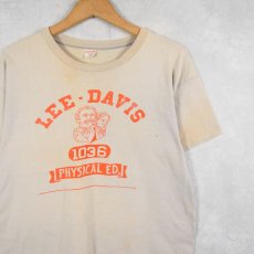 画像1: 60's Champion C中ランタグ "LEE-DAVIS" フロッキープリントTシャツ L (1)