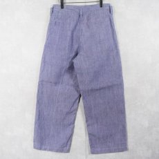 画像2: 50's FRENCH MILITARY リネンセーラーパンツ "ワンウォッシュ" DEADSTOCK 【W30 L29】 (2)