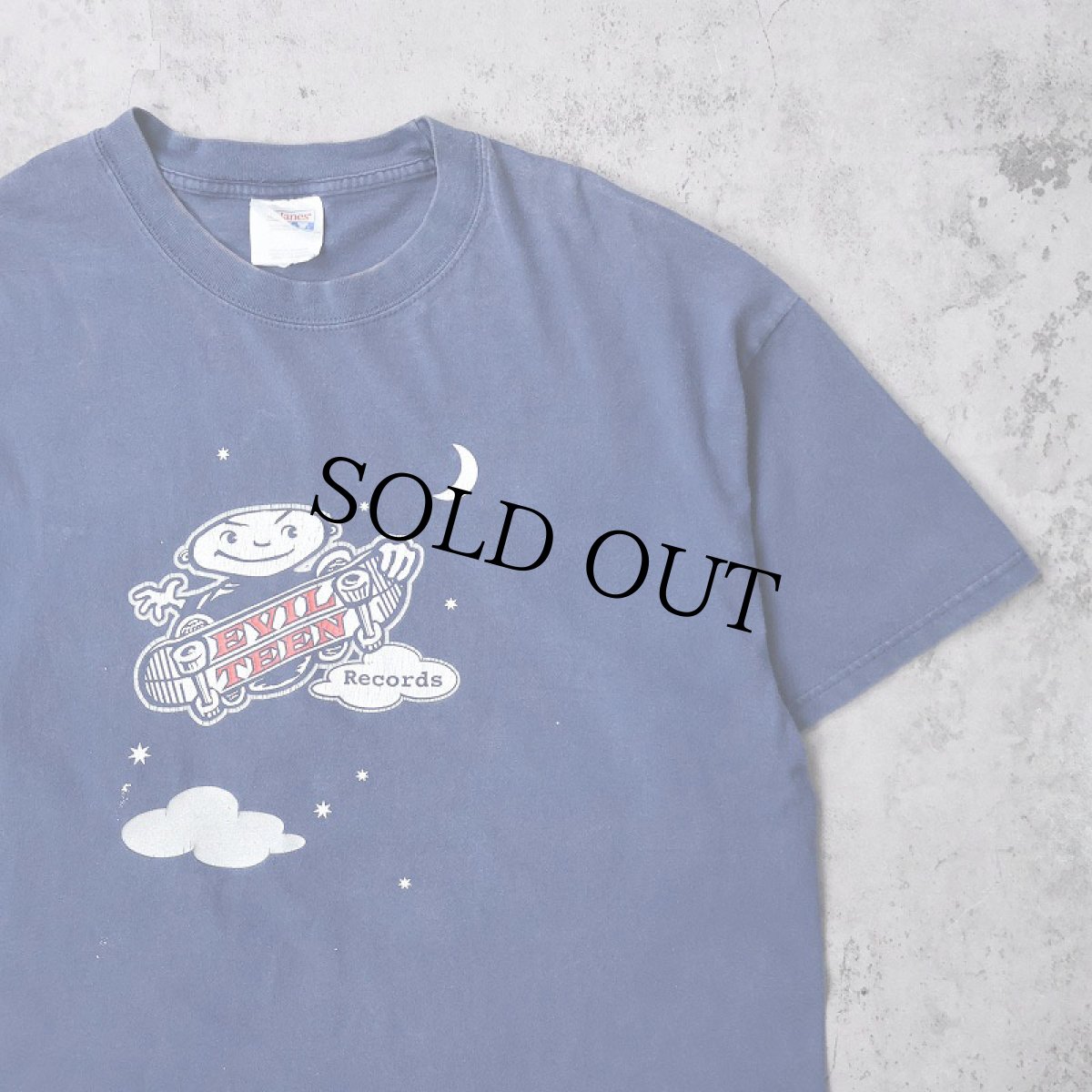 画像1: Evil Teen Records インディペンデント・レコードレーベル プリントTシャツ NAVY L (1)