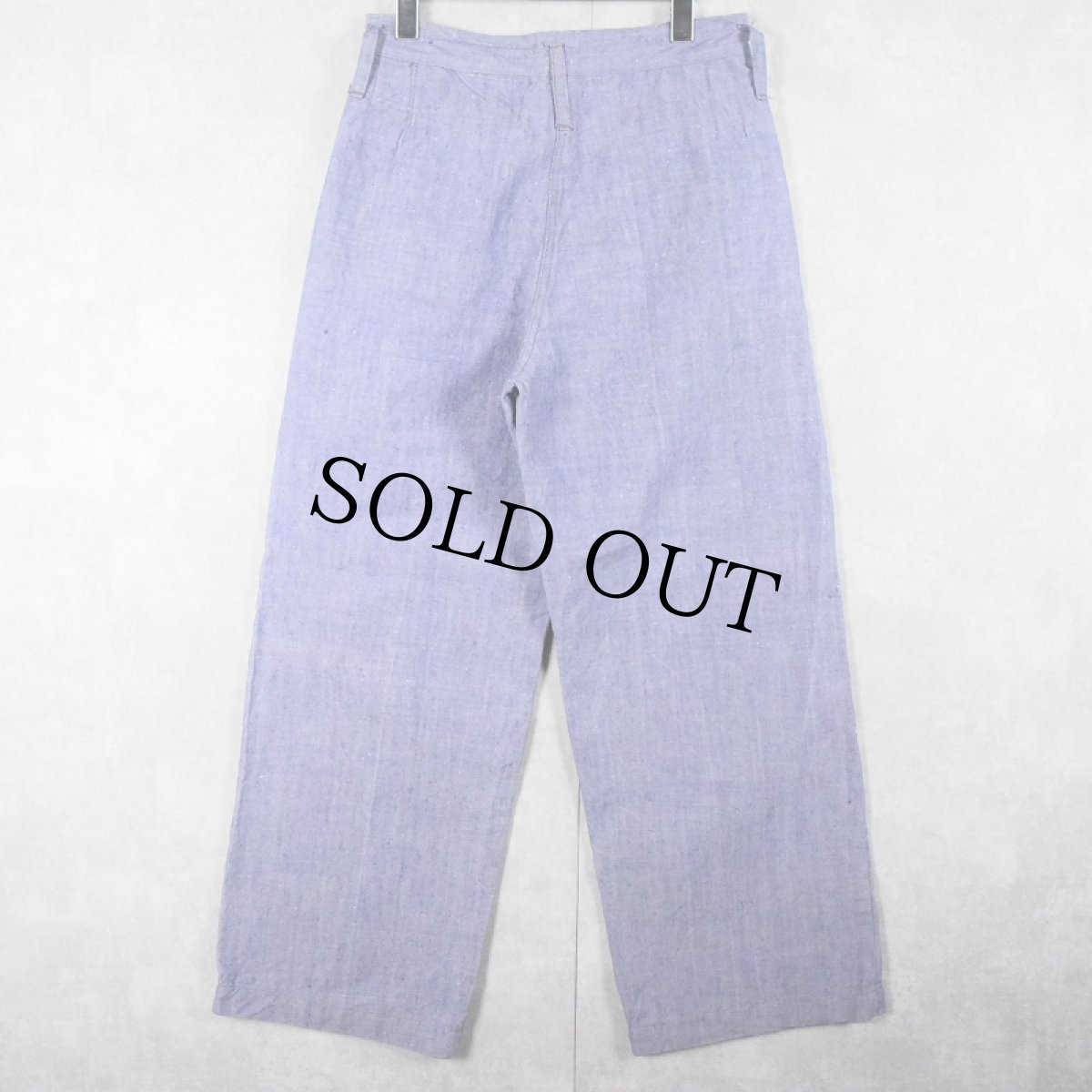 画像2: 50〜60's FRENCH MILITARY リネンセーラーパンツ "ワンウォッシュ"DEADSTOCK【W29 L29】 (2)