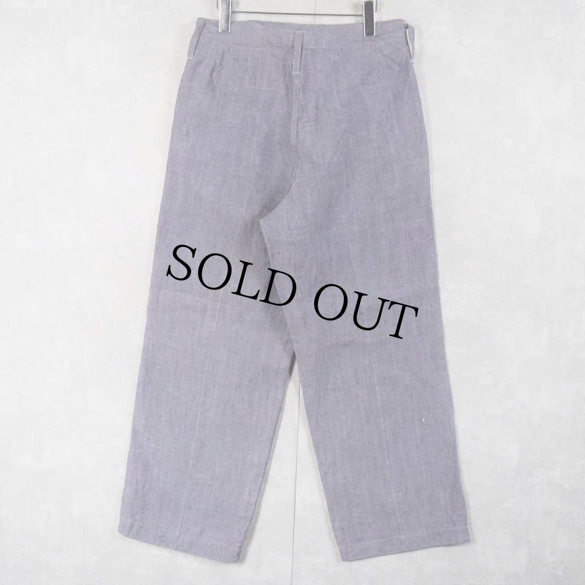 画像2: 50〜60's FRENCH MILITARY リネンセーラーパンツ "ワンウォッシュ" DEADSTOCK 【W32 L30】 (2)