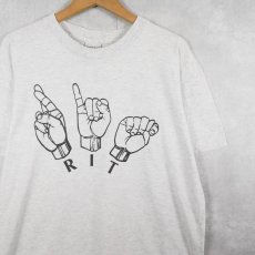 画像1: 90's RIT USA製 手話プリント カレッジTシャツ L (1)