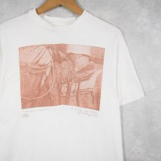 画像1: 90's USA製 カウボーイ アートプリントTシャツ M (1)