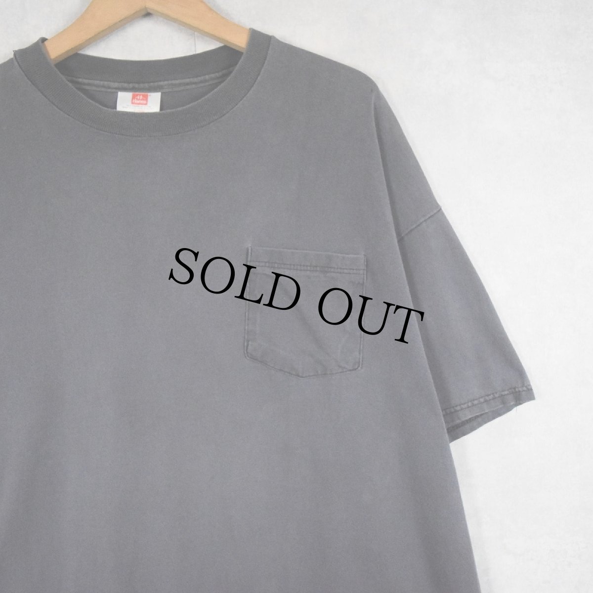 画像1: Hanes 無地ポケットTシャツ BLACK XL (1)