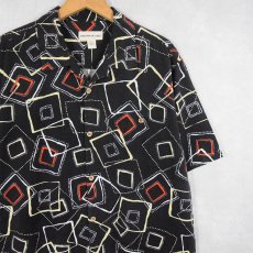 画像1: PRONTO UOMO 総柄 シルクオープンカラーシャツ BLACK L (1)