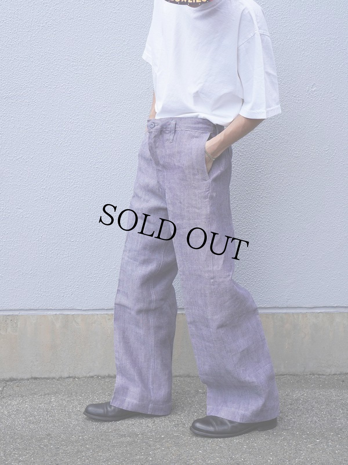 画像1: 50〜60's FRENCH MILITARY リネンセーラーパンツ DEADSTOCK 【W33 L29】 (1)