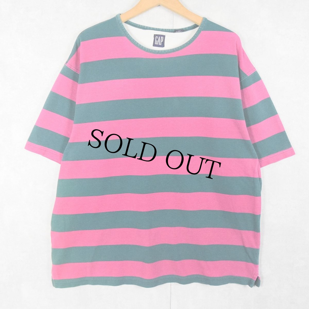 画像1: 90's GAP ボーダー柄 鹿の子Tシャツ L (1)