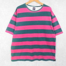 画像1: 90's GAP ボーダー柄 鹿の子Tシャツ L (1)
