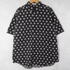 画像1: PERRY ELLIS キューブ柄 コットンシャツ BLACK XL (1)