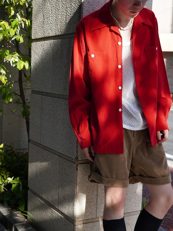 50s 60s 50年代 60年代 赤 レッド 長袖 コーデュロイシャツ