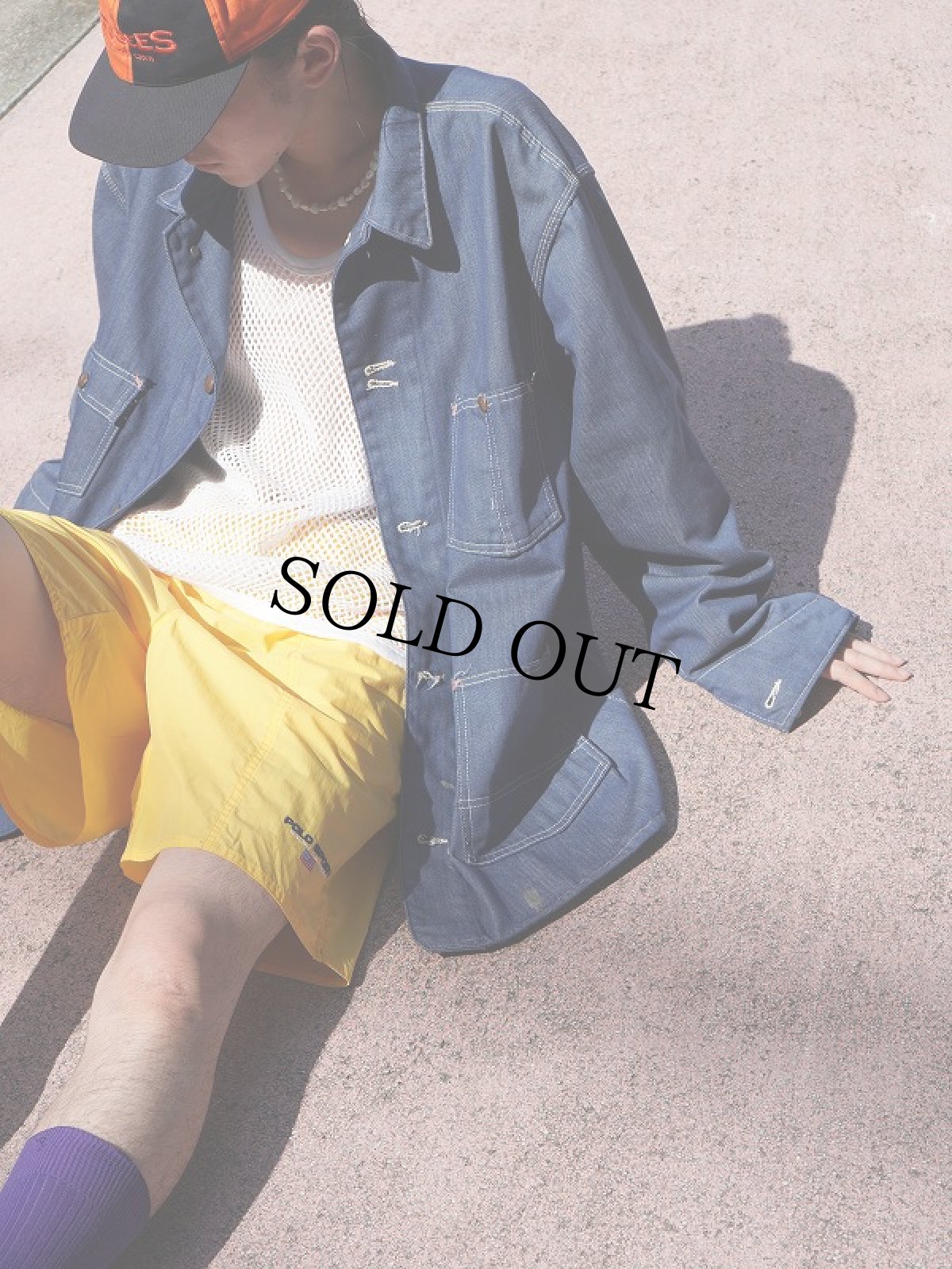 画像1: 60〜70's MONTGOMERY WARD バットダイ デニムカバーオール SIZE48 (1)