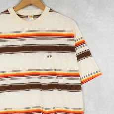 画像1: 80's HANG TEN マルチボーダー柄 Tシャツ XL (1)