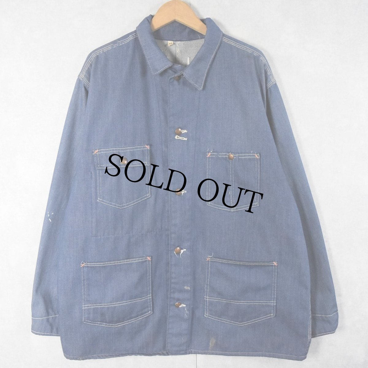 画像3: 60〜70's MONTGOMERY WARD バットダイ デニムカバーオール SIZE48 (3)