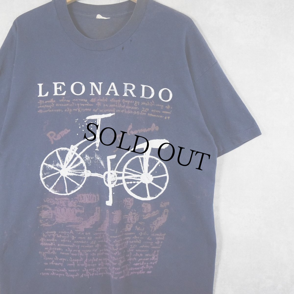 画像1: 90's LEONARDO DA VINCI アートプリントTシャツ NAVY (1)